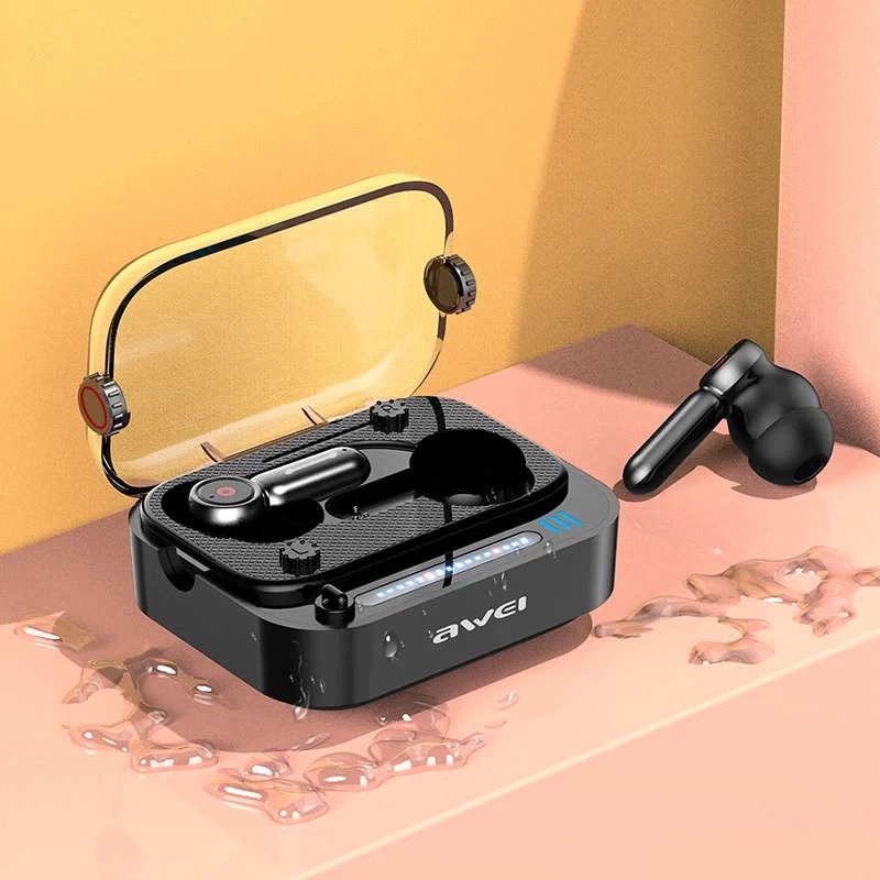 Ασύρματα Ακουστικά Αφής Awei T58 Ψείρες In-ear Bluetooth V5.3 Handsfree με Θήκη Φόρτισης - Μαύρα